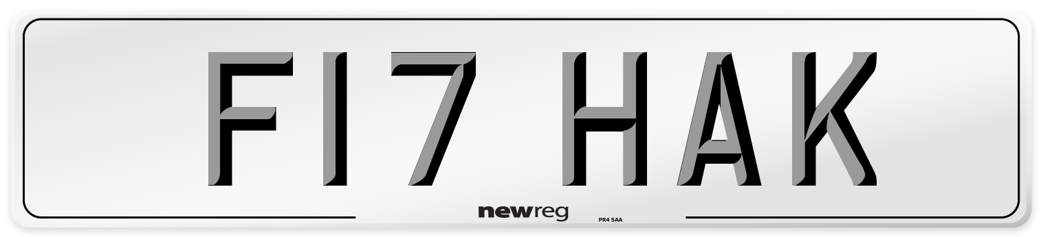 F17 HAK Number Plate from New Reg